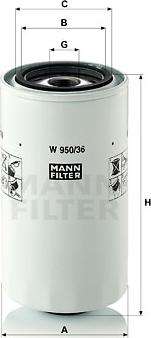 Mann-Filter W 950/36 - Масляный фильтр autodif.ru