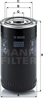 Mann-Filter W 950/26 - Масляный фильтр autodif.ru