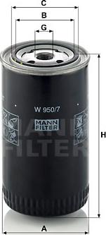 Mann-Filter W 950/7 - Масляный фильтр autodif.ru