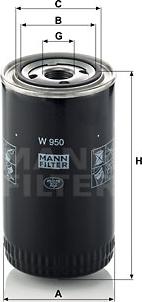 Mann-Filter W 950 - фильтр масляный! H170 D93\ DAF 1700 2100-5/200-5/300-5/50 0-35 дв.(xxx825), Iveco autodif.ru