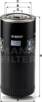 Mann-Filter W 962/47 - Масляный фильтр autodif.ru