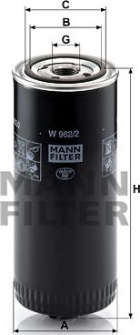 Mann-Filter W 962/2 - Масляный фильтр autodif.ru