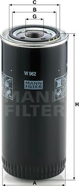 Mann-Filter W 962 - Фильтр масляный_ техника строит. и с/хоз. назначения, промышл. применение, Iveco (trucks) autodif.ru