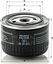 Mann-Filter W 914/4 - Масляный фильтр autodif.ru