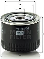 Mann-Filter W 914/26 - Масляный фильтр autodif.ru