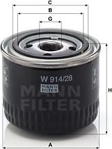 Mann-Filter W 914/28 - Масляный фильтр autodif.ru