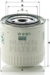 Mann-Filter W 916/1 - Масляный фильтр autodif.ru