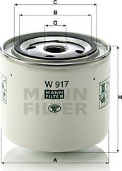 Mann-Filter W 917 - Фильтр масляный Volvo C70 I 97-05, S40 I 95-01, V40 95-04, S70 97-00, S90 97-98, V70 97-00, 740 85-9 autodif.ru