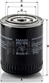 Mann-Filter W 930/9 - Масляный фильтр autodif.ru