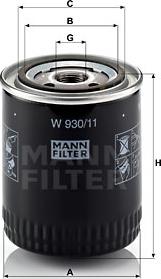 Mann-Filter W 930/11 - Масляный фильтр autodif.ru