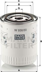 Mann-Filter W 930/20 - Масляный фильтр autodif.ru