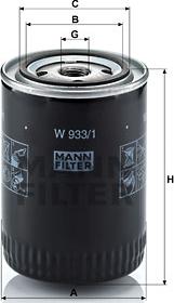 Mann-Filter W 933/1 - Масляный фильтр autodif.ru