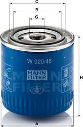 Mann-Filter W 920/48 - Масляный фильтр autodif.ru