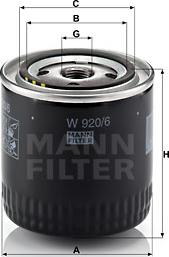 Mann-Filter W 920/6 - Масляный фильтр autodif.ru