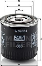 Mann-Filter W 920/14 - Масляный фильтр autodif.ru