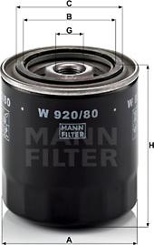 Mann-Filter W 920/80 - Масляный фильтр autodif.ru