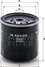 Mann-Filter W 920/82 - Фильтр масляный Chery Amulet 03-12, Fora, Vortex Tingo, Isuzu Trooper 2,8TD Mann autodif.ru