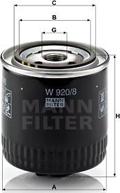Mann-Filter W 920/8 - Масляный фильтр autodif.ru
