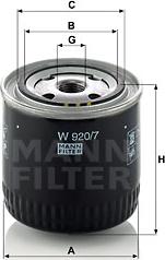 Mann-Filter W 920/7 - Масляный фильтр autodif.ru