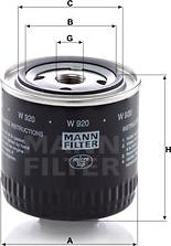 Mann-Filter W 920 - Масляный фильтр autodif.ru