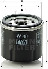 Mann-Filter W 66 - фильтр масляный !\Renault Clio/Kangoo/Twingo/Modus, Nissan Kubistar 1.2 03> autodif.ru