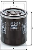 Mann-Filter W 6025 - Фильтр масляный LADA X-Ray / RENAULT Clio IV, Duster, Kaptur (Russia), Koleos II (HZG) autodif.ru