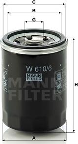 Mann-Filter W 610/6 - Фильтр масляный HONDA B16A, D13B, D15B, D17A, K20A autodif.ru