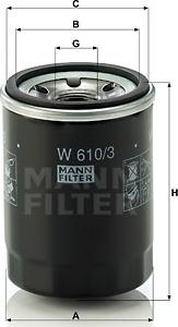 Mann-Filter W 610/3 - W6103 MANN фильтр масляный !\Mazda 626 2.5 24V 92>,Mitsubishi Galant 1.6-2.0 88> autodif.ru
