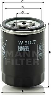 Mann-Filter W 610/7 - фильтр масляный !\Mitsubishi Colt 1.1/1.3/1.5 04>, Honda Accord 2.0i/2.4i 08> autodif.ru