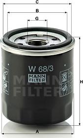 Mann-Filter W 68/3 - Фильтр масляный Toyota Corolla, Avensis, Auris, RAV 4, Yaris, Lifan Smily, X60 Mann autodif.ru