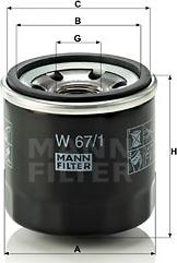 Mann-Filter W 67/1 - Масляный фильтр autodif.ru