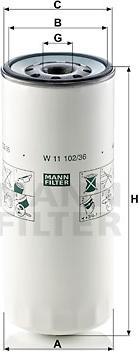 Mann-Filter W 11 102/36 - MANN-FILTER W11102/36 фильтр масляный !(Германия) H261 D108 d93/103 \Omn Volvo FH/NL/B6/7/12 autodif.ru
