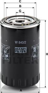 Mann-Filter W 840/2 - Масляный фильтр autodif.ru