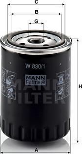 Mann-Filter W 830/1 - Масляный фильтр autodif.ru