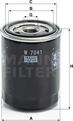 Mann-Filter W 7041 - Фильтр масляный Nissan Almera (N15) 95-00, Primera (P11) 96-02, Familia 94-99 Mann autodif.ru