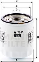 Mann-Filter W 7015 - Масляный фильтр autodif.ru