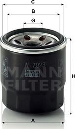 Mann-Filter W 7023 - Фильтр масляный для а/м Hyundai Solaris 2017- 1.4/Kia Rio 2017- 1.4 MANN autodif.ru