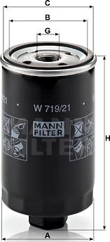Mann-Filter W 719/21 - Масляный фильтр autodif.ru