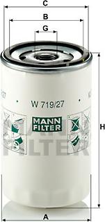 Mann-Filter W 719/27 - фильтр масляный !\Ford Focus/C-Max/Fiesta/Fusion/Mondeo,Volvo S40/V50 1.25-1.6 96> autodif.ru