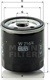 Mann-Filter W 714/4 - Фильтр масляный ALFA ROMEO 146/156/166/FIAT Bravo/Doblo JTD MANN-FILTER W 714/4 autodif.ru