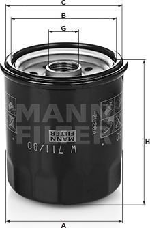 Mann-Filter W 711/80 - Масляный фильтр autodif.ru
