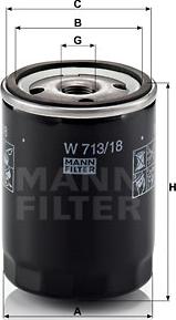 Mann-Filter W 713/18 - Масляный фильтр autodif.ru