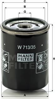Mann-Filter W 713/35 - Масляный фильтр autodif.ru