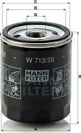 Mann-Filter W 713/28 - фильтр масляный !\Rover 100-800-series 90>,Land Rover Discovery 2.0 16V 93> autodif.ru