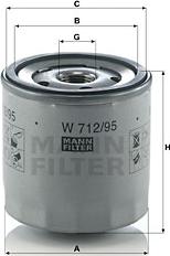 Mann-Filter W 712/95 - Фильтр масляный AUDI A1 1,6 11-/A3 13-/A4 16-/A5 17-/Q3 12-/VW GOLF/TIGUAN 13-/JETTA 11-/PASSAT/POLO autodif.ru