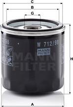 Mann-Filter W 712/98 - Масляный фильтр autodif.ru