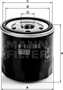 Mann-Filter W 712/92 - Масляный фильтр autodif.ru