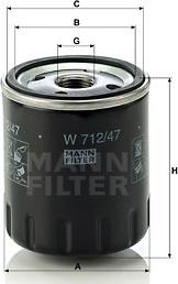 Mann-Filter W 712/47 - Масляный фильтр autodif.ru