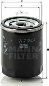 Mann-Filter W 712/54 - фильтр масляный !\VW Lupo 1.0 98-05, Skoda Fabia 1.0/1.4 99-09 autodif.ru