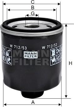 Mann-Filter W 712/53 - Масляный фильтр autodif.ru